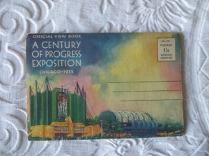 VINTAGE 1933 CHICAGO WORLD'S FAIR PHOTO FOLIO BOOKLET SOUVENIR POSTCARD MAILER - Picture 1 of 12