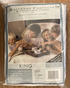 100 % Baumwolle King/Groß Matratzenschutz mit Reißverschluss und antimikrobieller Behandlung 12 Zoll tief - Bild 1 von 5