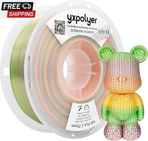 YXPOLYER PLA Filament Premium 4-Color Silk PLA 3D Drucker Filament 1,75mm 1Kg, M - Bild 1 von 11