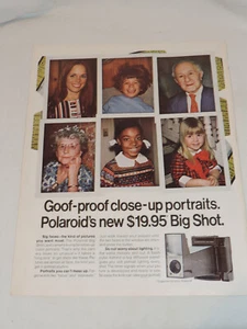 Polaroid Big Shot Camera 1971 gran formato página completa impresión a color anuncio - Imagen 1 de 3