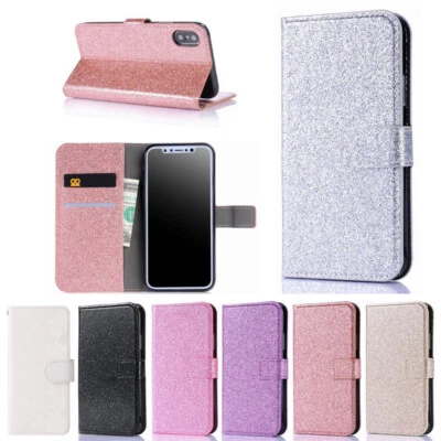 Bling Stand Leather Wallet Phone Case Cover For Samsung S24 Plus S20 S23 S22 S21 - Image 1 of 4