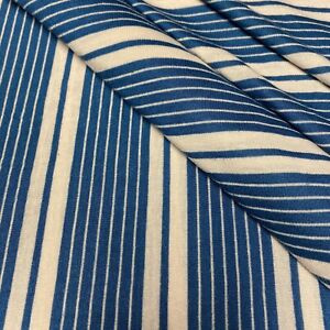 Stretch Blue & Ivory Stripe Knit Fabric Lot Yards = 5.0