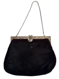 Vintage Walborg 50er Jahre Samt Kette Art Deco Pflaume Abendtasche Handtasche alt Geld - Bild 1 von 10
