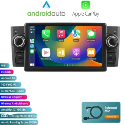 AUTORADIO 2G 32G ANDROID 13 CARPLAY GPS WIFI RDS PER FIAT GRANDE PUNTO 2007-2012 - Immagine 1 di 4