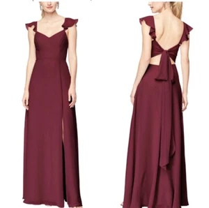 Bill Levkoff Payton Gasa Sweetheart #7152 Vestido Línea A en Vino Talla 20 - Imagen 1 de 10