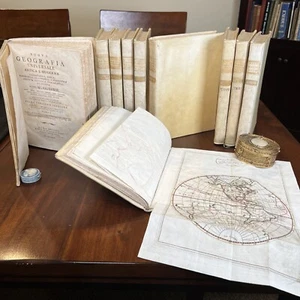 1802-1805 Leather Nuova Geografia Guthrie 10 Vol Atlas Book Set w/ MAPS - Picture 1 of 24