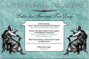 Vintage Postcard Latin for Income Tax Day Funny Latin for All Occasions Card - Picture 1 of 2