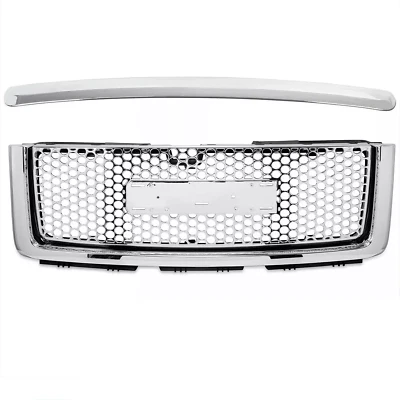 Parachoques delantero capó superior parrilla superior moldura superior para 07-13 GMC Sierra 1500 estilo Denali Foto 1 de 4