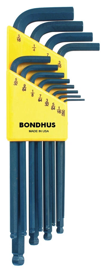 Bondus USA B10936 - Set 12 Ball End L-wrenches .050-5/16" - Image 1 of 1