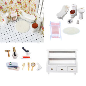 20pcs Dollhouse Miniature Bathroom Set 1/12 Scale Handmade Furniture Decor