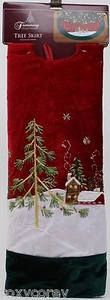 Christmas Trimming Traditions 48 in Diameter Red Snowy House Tree Skirt NWT - Picture 1 of 1