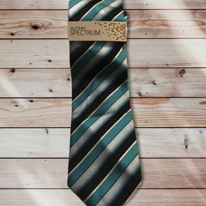 Corbata cuello de seda a rayas Alfani Spectrum para hombre Sydney, azul claro/gris, talla única - Imagen 1 de 1