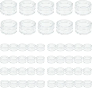 50 Pcs Plastic Cosmetic Jars, 5Ml Sample Containers Pots Bottles with Clear Lids - Picture 1 of 12