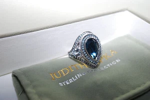 New Judith Ripka 6.00 cttw Blue Topaz & Aquamarine Ring sz 7.5 big bold ring - Picture 1 of 9