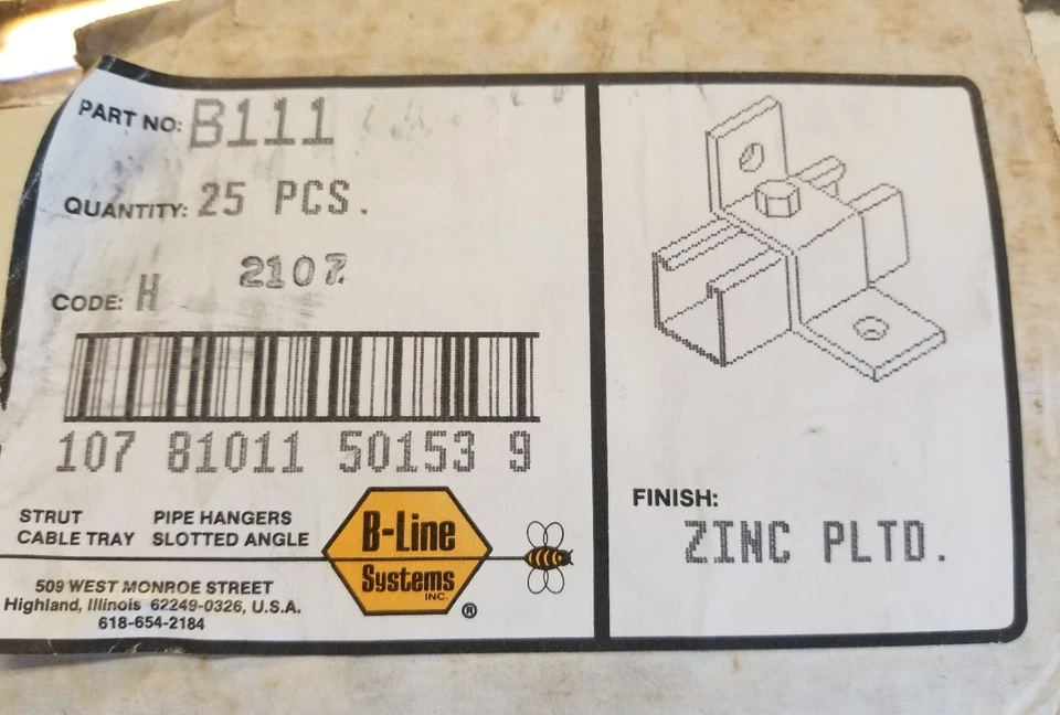 Bline B111ZN bracket box of qty 25 - Image 1 of 1