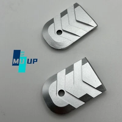 2 Pack Magazine Base Plate/Pad Glock 17 19 22 23 24 26 27 31 32 33 34 9mm Silver - Image 1 of 4