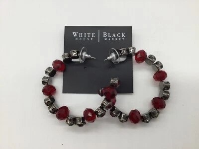Pendientes de aro de diamantes de imitación rojos mercado negro de la Casa Blanca nuevos con etiquetas Foto 1 de 2