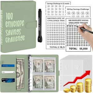 Money Saving Challenge Book with 100 Envelopes - Picture 1 of 8
