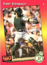 1992 Triple Play #10 Terry Steinbach Oakland Athletics Baseball