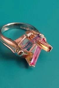 18k gold filled ring CZ & Ruby accented - Picture 1 of 5