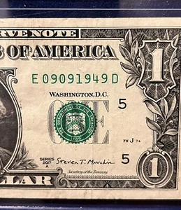 September 9th, 1949 Birthday Fancy Serial Number One Dollar Bill Note E09091949D - Picture 1 of 3