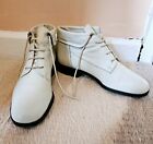 Vintage leather ankle boots, off white, size 4-4.5