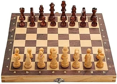 Wooden Chess Board Set Hand Made with Storage Box Chess Pieces Chessman 13X13 In - Image 1 of 4