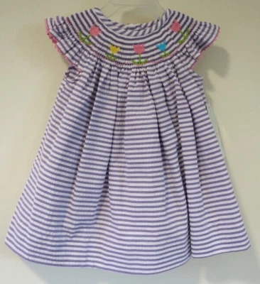 NWT Southern Sunshine Smocked Tulips Bishop Dress Girl's Size 6 Months - Image 1 of 2