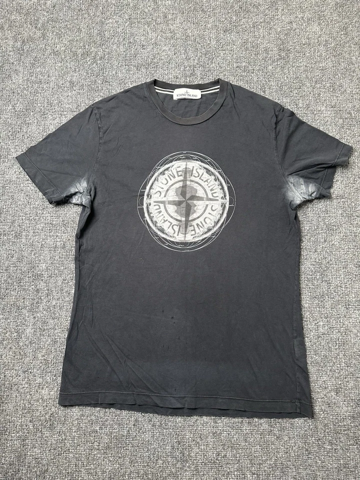 Camiseta Para Hombre Stone Island Brújula Negra Gráfica Algodón Camiseta, Talla L Foto 1 de 4