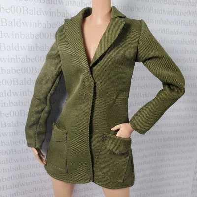 COAT ~ 1/6 MADE TO MOVE DOLL BESSIE COLEMAN GREEN UNIFORM TOP JACKET CLOTHING - Image 1 of 4