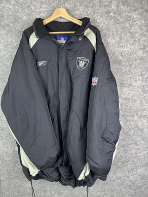 Vintage Oakland Raiders Jacket Mens 3XL XXXL Reebok Puffer NFL Black Coat 90s - Image 1 of 4