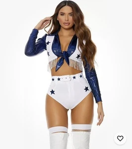 Forplay Blue/white Sexy Cheerleader Costume Cosplay Halloween Sz M/L - Picture 1 of 6