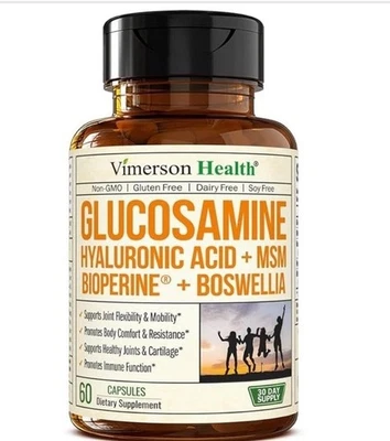 Vimerson Health Glucosamina Ácido Hialurónico + MSM + Bioperine + Boswellia 120ct Foto 1 de 4