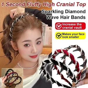 Vintage High Cranium Artificial Pearl Hairband,Elegant Pearl Headbands for Women - Picture 1 of 29
