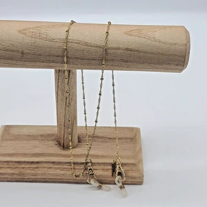 Erimish Twisted Gold Chain Sunglass Holder – 24" w/ Beads & Silicone Straps - Picture 1 of 7