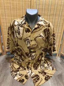 Panama Jack  Tan Hawaiian Button Up Shirt 100% Rayon XL Extra Large (H111) Khaki - Picture 1 of 9