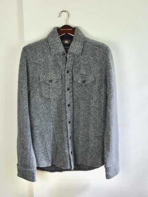 RRL Ralph Lauren Espiga Tweed Lana Camisa de Trabajo Suéter Chaqueta Para Hombre M Foto 1 de 4