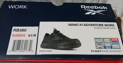 Reebok Nano X1 Adventure Womens 9.5 Men's 7.5 Black Sneakers Work Safety Toe - Image 1 of 4