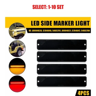 Luces de señalización laterales LED rojas y ámbar para Jeep CJ5/6/7 1972-1991 Grand Wagoneer 4-40x Foto 1 de 4