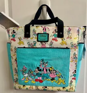 LOUNGEFLY DISNEY 100 MICKEY & FRIENDS GLOSSY CONVERTIBLE BACKPACK TOTE BAG NWT - Picture 1 of 2