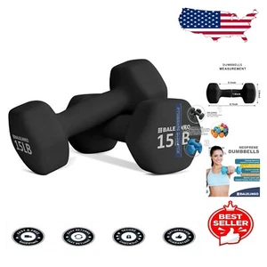 Lightweight 15lb Dumbbell Set – Hexagonal Neoprene Coating for Comfort & Safety - Picture 1 of 9