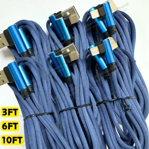 90 Degree Elbow USB Charger Cable 3/6/10FT Charging Cord For iPhone 14 13 12 11 - Picture 1 of 9