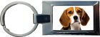 Beagle Dog Pet Luxury Rectangle Shaped Metal Keyring In A Giftbox