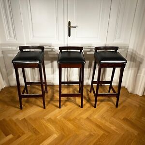 Rosewood bar stools chairs Erik Buch for Dyrlund leather seat mid century danish