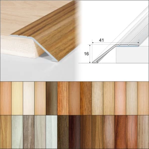 SELF ADHESIVE ALUMINIUM WOOD EFFECT DOOR FLOOR EDGE TRIM THRESHOLD 41mm A47 - Picture 1 of 30