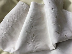 Ian Mankin fabric Remnant  union leaf by meter NATURAL embroidered - Picture 1 of 6