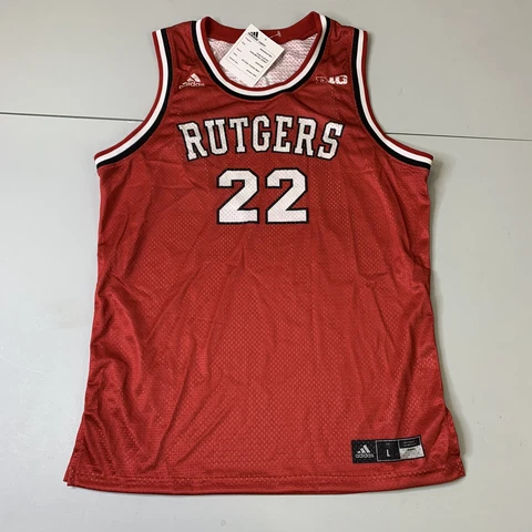 NWT Adidas Rutgers University Basketball Jersey Large Red Team Issue Sample NCAA Cover