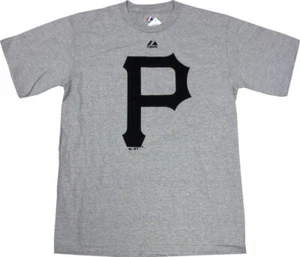 Pittsburgh Pirates Majestic MLB Soft Density Logo Gray T-Shirt - Picture 1 of 1