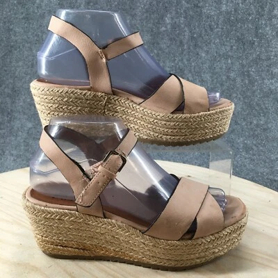 Naturalizer Sandals Womens 7 M Espadrille Wedge Buckle Beige Faux Leather Casual - Image 1 of 4