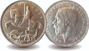 1935 Great Britain Crown Coin Sterling Silver Rocking Horse - Picture 1 of 3
